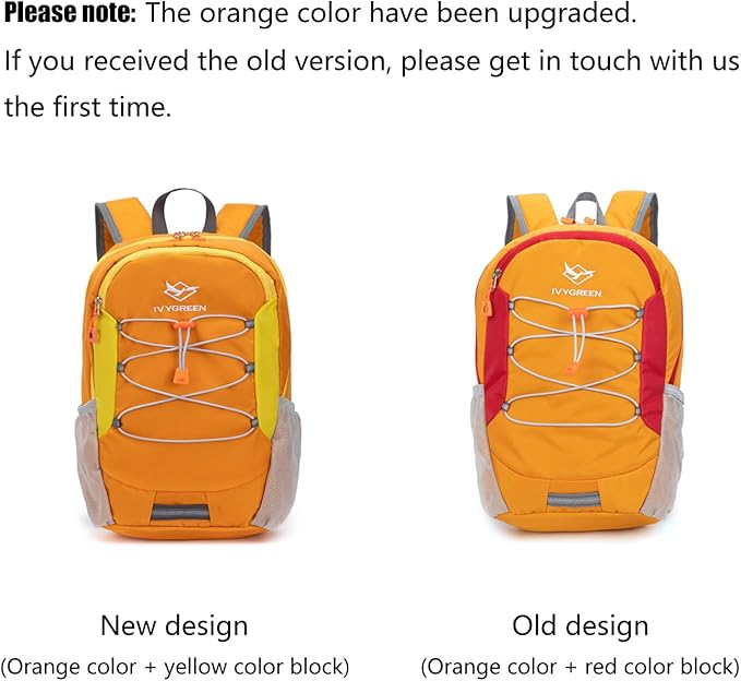 IVYGREEN Little Kids Hiking Backpack for Boys or Girls, Small Daypack for Camping or Travel (Orange, Small)