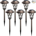 GIGALUMI 6 Pack Solar Pathway Lights Outdoor, Metal Glass & ABS Solar Landscape Lights Waterproof IP65, Warm White Solar Powered Garden Lights for Yard Patio Walkway Driveway (Brown)