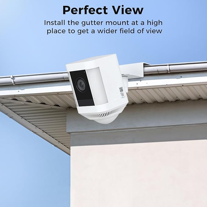 2Pack Adjustable Gutter Mount for Stick Up Cam/Spotlight Cam/Outdoor Cam Plus, Waterproof No Drill Mounting Bracket with Perfect View Angle