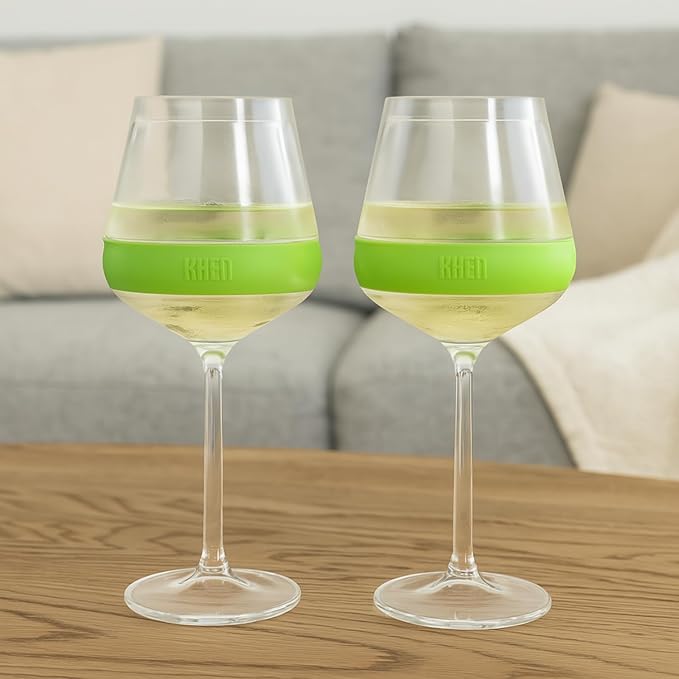 14oz Frozen Cooling Wine Glasses, 2 Set – Keep Drinks Cold Longer, Stemmed Double Wall Insulated Freezable Tumblers Freeze Gel – Perfect for Both Indoor & Outdoor Parties, Poolside, Red & White Wine
