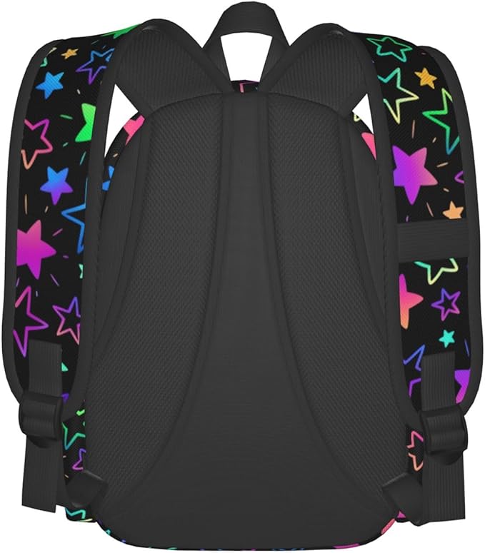 cfpolar 17 Inch Backpack Bright Neon Stars Laptop Bag Shoulder Bag School Bookbag Casual Daypack For Boys Girls