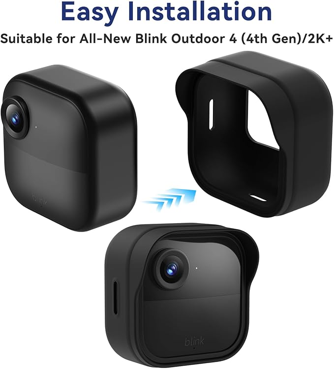 Silicone Case Cover for Blink Outdoor 4/2K+, Weatherproof Silicone Cover Skin Provides Full Camera Protection, for All-New Blink Outdoor 4 Home Security Camera (Black)