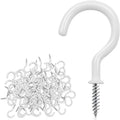 Cup Screw Hooks,3/4 inch Vinyl Coated Ceiling160 Pack Screw in Hooks Plant Hanger Wind Chimes Kitchen Cup Hooks Great for Hanging Indoor & Outdoor Use(White)