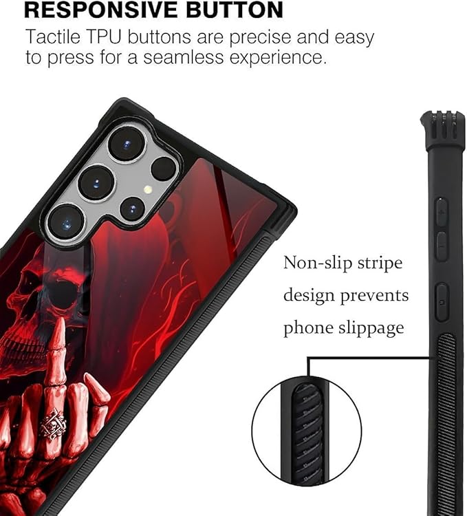 for Samsung Galaxy S26 Ultra Case,Graphic Design for Girl Boy Soft Silicone Hard Acrylic Shock Protection Designed for Samsung Galaxy S26 Ultra Gestures Funny Skull Pattern