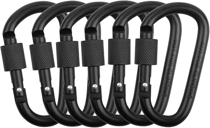 Locking Carabiner Clip, Vonpri 3 Inch D Ring Clips Spring Snap Key Chain Hook Screw Gate Aluminum Carabiners for Outdoor Travel Camping Fishing Hiking Backpack