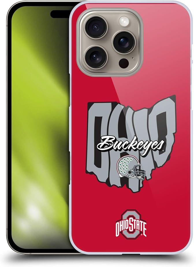 Head Case Designs Officially Licensed Ohio State University Map Football Graphics Hard Back Case Compatible with Apple iPhone 16 Pro