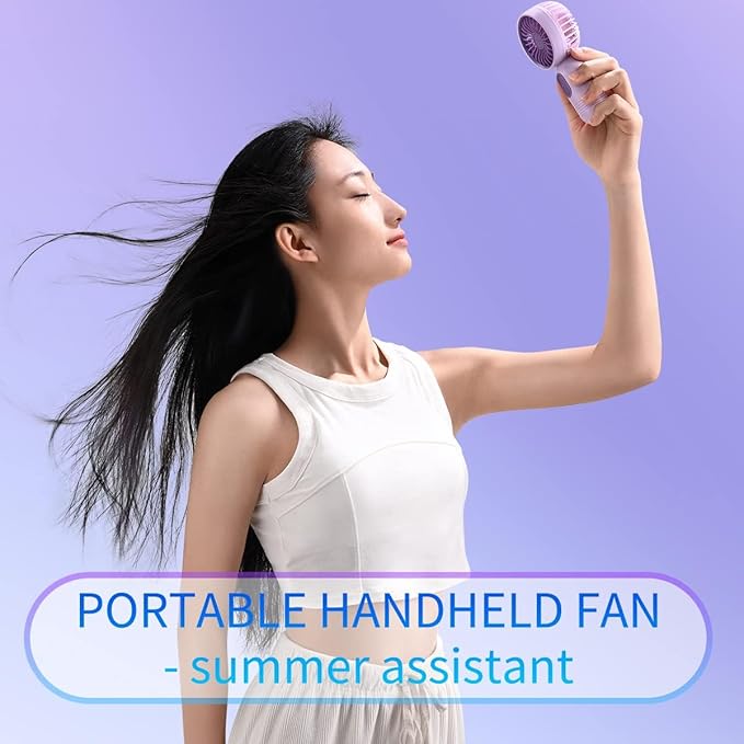VanSmaGo 3 PCS Portable Handheld Mini Fans, USB Rechargeable Personal Fan for Travel, 3 Speeds Rechargeable Battery Operated Eyelash Fan, Blue,Pink,Purple