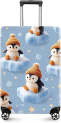 ANNA QUEEN Winter Penguin Luggage Cover, Cute Penguin on Ice Pattern Suitcase Protector, Washable Stretchable Travel Sleeve for 24-26 Inch Luggage