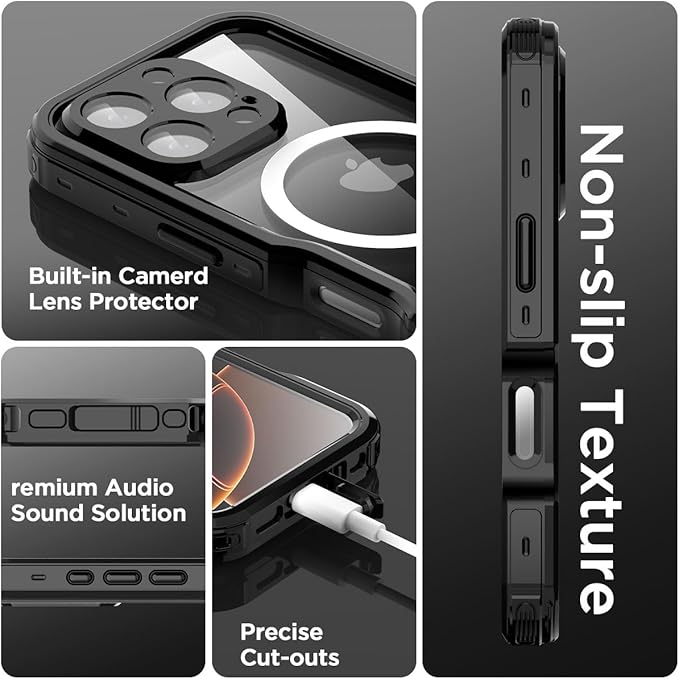 AICase Waterproof Case for iPhone 16 Pro Max(6.9") with MagSafe Snowproof,Dustproof and Shockproof,IP68 Certified Real 360 Full Body Protection Fully Sealed Underwater Cover for iPhone 16 ProMax