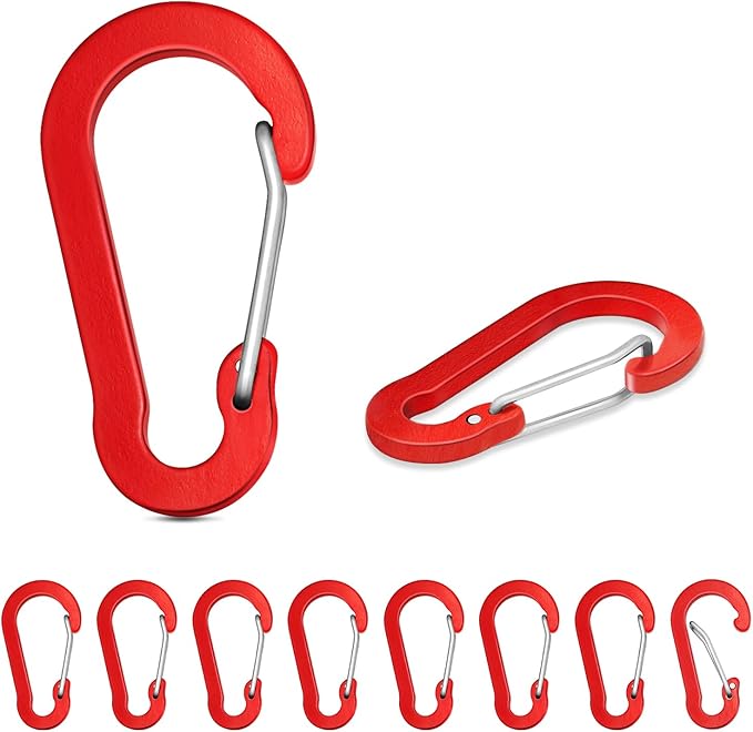 10pcs Aluminum Small Carabiner Clip, 2 Inch Carabiner Keychain Clasp Spring D Ring for Hanging Home KeyRings Hook Paracord Lanyard Keychain Pet Collar Hiking Camping Fishing Accessories (Red)