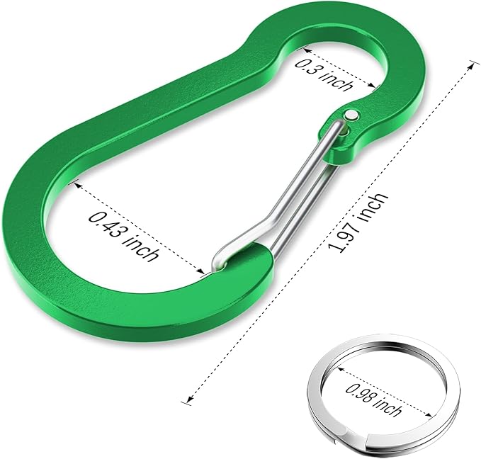 sprookber 2" Small Carabiner Clip, D Ring Caribeener, Spring Snap Hook for Keychain Multipurpose, Set of 20