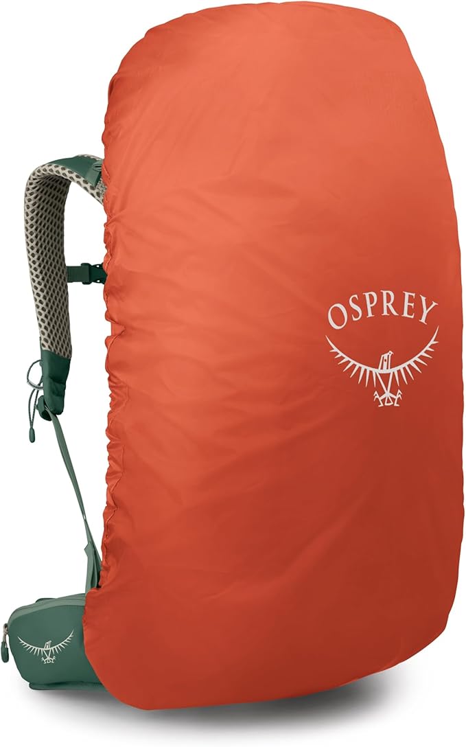 Osprey Stratos 44L Men's Hiking Backpack - Lightweight Backpacking Pack with Waterproof Raincover - Camping Bag, Pine Leaf
