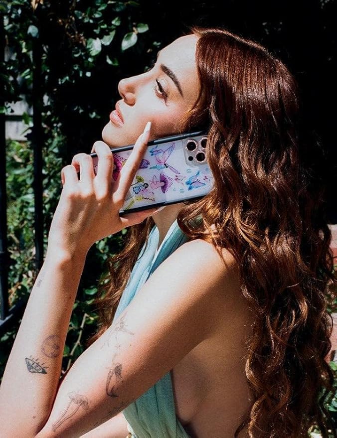 Wildflower Cases - Compatible with iPhone 13 Pro | Protective Black Bumper, 6.5ft Drop Test Certified, Women Owned Small Business | Collab, Fairies, Trendy, Pink, White | Collab - Olivia O'Brien