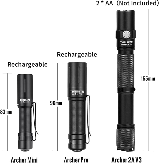 ThruNite Archer Mini Pocket EDC Pen Flashlight, USB-C Rechargeable Mini LED Flashlights, 405 Lumens Slim Pen Light with Clip for Inspection - Cool White(2PCS)