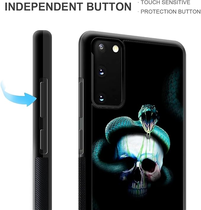 for Samsung Galaxy S20 Case, Skeleton Winding Snake Pattern Graphic Design Girl Boy Soft Silicone Hard Acrylic Shock Protection for Samsung Galaxy S20