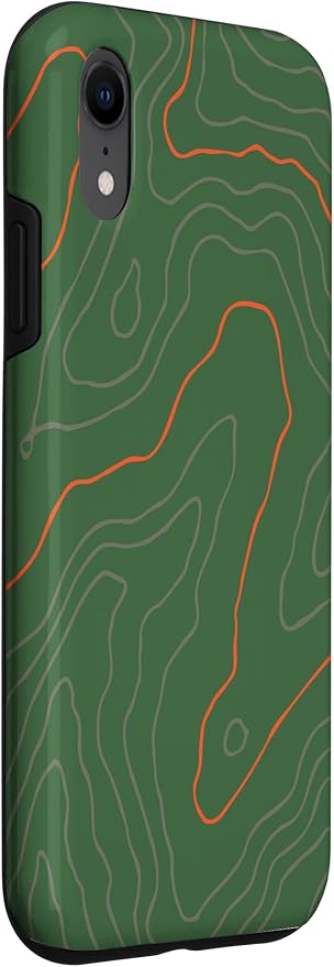 Backcountry Topo Guide Orange Lines Topographical Map Case for iPhone XR