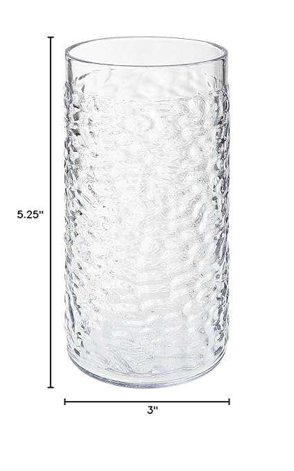 G.E.T. 3316-CL-EC Heavy-Duty Shatterproof Plastic Pebbled Tumbler, 16 Ounce, Clear (Set of 4)