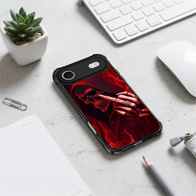 for iPhone 17 Air Case,for MagSafe Graphic Design for Girl Boy Soft Silicone Hard Acrylic Shock Protection Designed for iPhone 17 Air Gestures Funny Skull Pattern