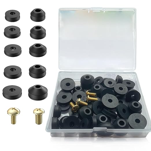 116 PCS Faucet Washer Assortment Kit Outdoor Faucet Repair Kit with Brass Screws Flat and Beveled Washers for Use with Assorted Quick-Opening Style Faucets Stem Worn Out Washer Replacements (116 PCS)