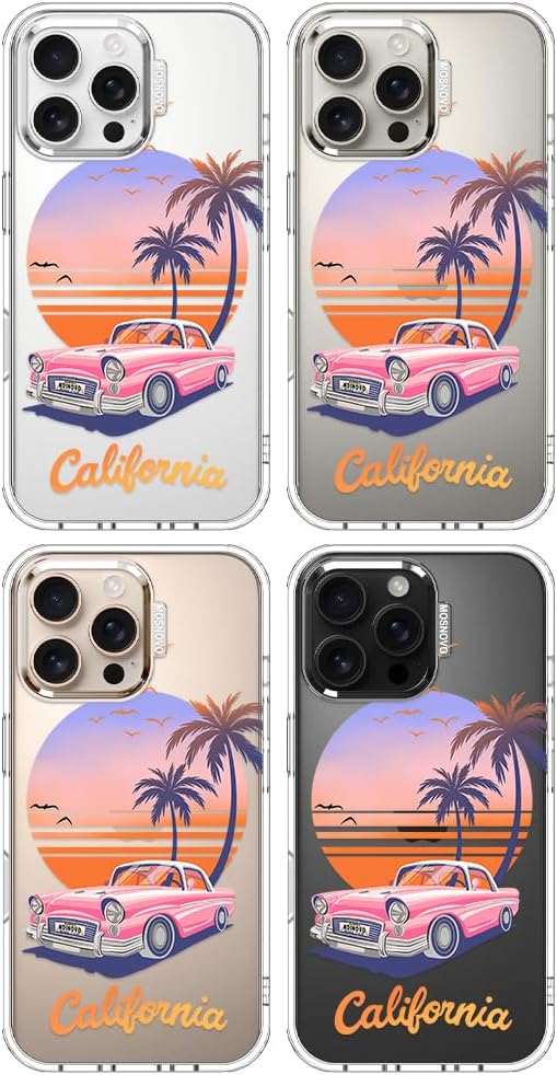 MOSNOVO for iPhone 16 Pro Max Case, Shockproof Military-Grade Protection 6.6ft Drop Tested, Clear Phone Case for iPhone 16 Pro Max, Cali Cruise Design