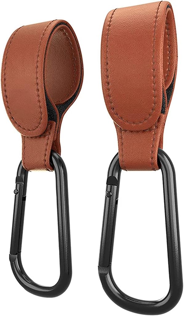 Portable Stroller Hooks Adjustable PU Leather Multi-Purpose Clip Your Purse Shopping Diaper Bags on Pram