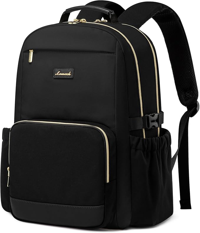 LOVEVOOK Lunch Backpack with Lunch Compartment,15.6 Inch Laptop Work Travel Insulated Cooler Backpack Purse,Waterproof College Teacher Nurse Lunch Bag Box with Tumbler Holder,Gifts for Men Women,Black