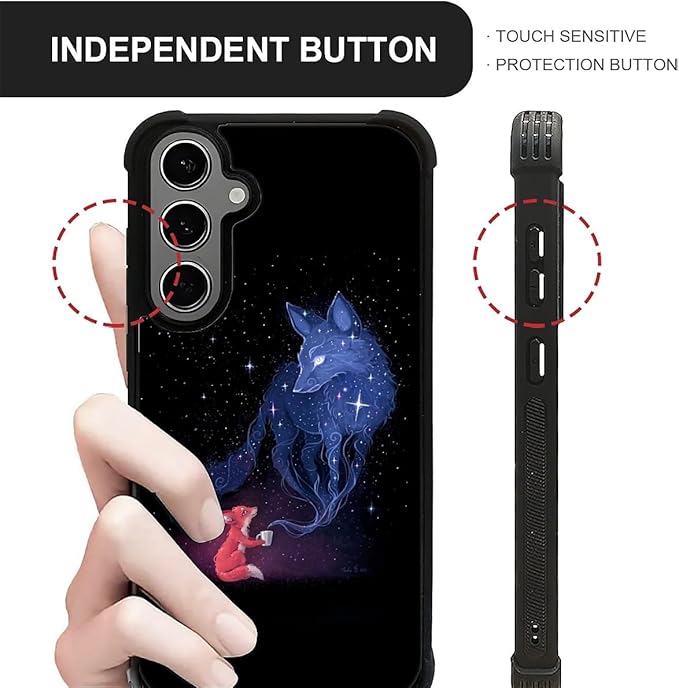 for Samsung Galaxy S24 S25 Plus Case, Galaxy Fox Wolf Pattern Graphic Design Girl Boy Soft Silicone Hard Acrylic Shock Protection for Samsung Galaxy S24 S25 Plus
