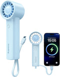 Portable Handheld Fan with Power Bank(High-Speed),3 IN 1 USB Rechargeable Mini Personal Fan with Flashlight,Small Size for Outdoor/Travel/Beach/Concerts/Summer.Gifts for Girl,Women.Blue