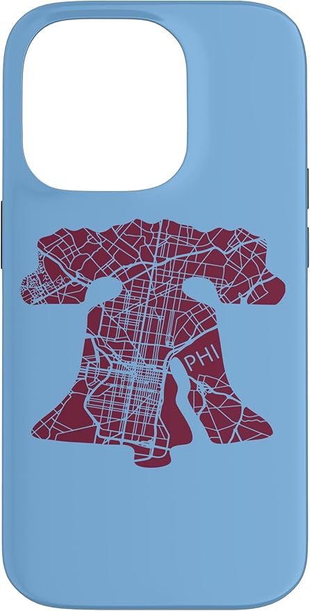 Philadelphia Street Map Liberty Bell Vintage Maroon Philly Case for iPhone 14 Pro