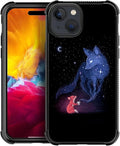 for iPhone 15 Plus Case, Galaxy Fox Wolf Pattern Graphic Design Girl Boy Soft Silicone Hard Acrylic Shock Protection for iPhone 15 Plus
