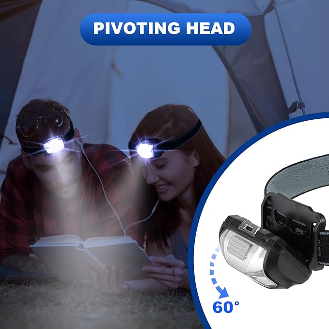 Macarrie 30 Pack LED Headlamps IPX4 Waterproof 3 Modes Headlamp Flashlight Bright Head Lights Camping Accessories for Adults Kids Hiking, Running, Repairing, Batteries Not Included (Black)