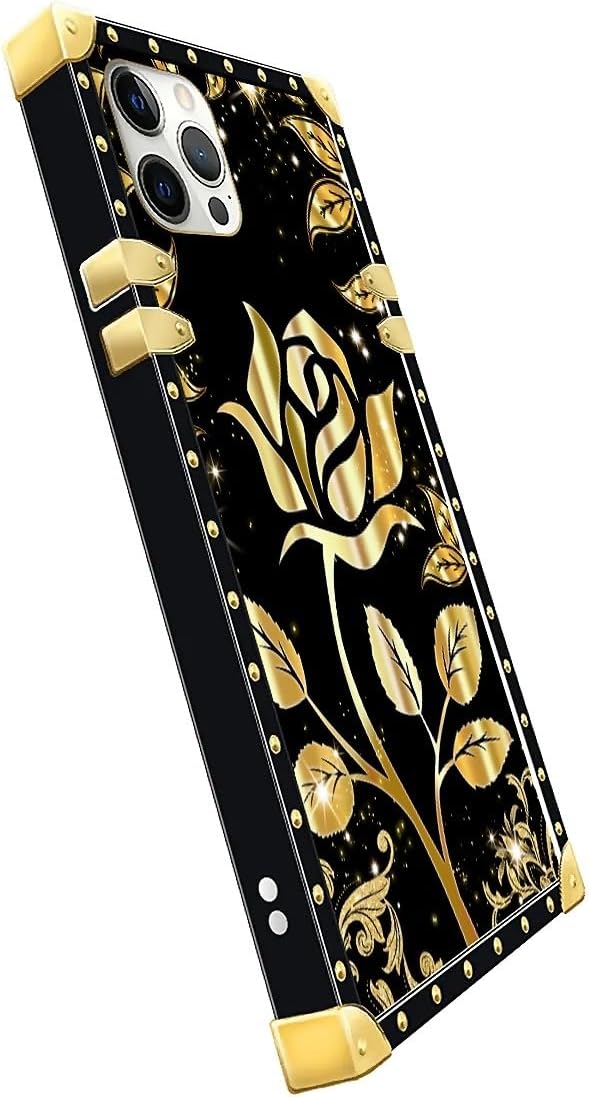Compatible with iPhone 11 Pro Max Case, Shine Gold Rose Luxury Golden Decoration for Girl Women Soft TPU Shockproof Protective Hard PC Back for iPhone 11 Pro Max