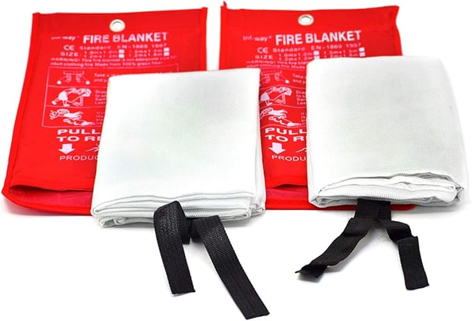 Parcil Safety PD-452 Emergency Fire Blanket (Pack of 2) Car Emergency Kit Fire Extinguisher for Home & Kitchen, Woven Fiberglass Household Essentials, Chemical Free, No Mess, Large