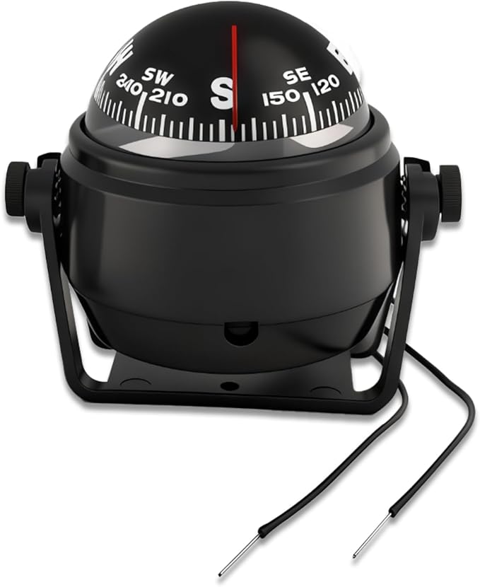 Boat Compass with Magnetic Declination Adjustment, Pivoting Marine Compass Multifunction Digital Navigation Dashboard LED Illumination & Backlight for Marine Boat Truck Car