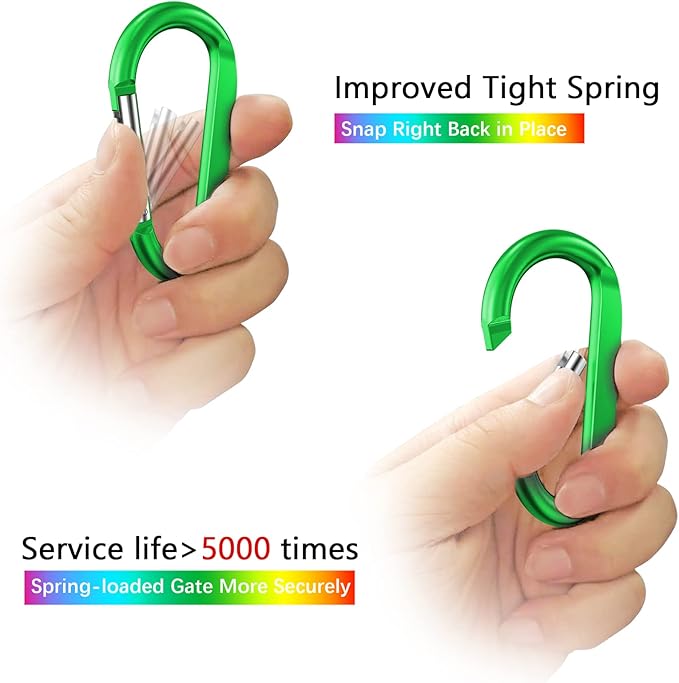 sprookber 3" Carabiner Clip Keychain, D Ring Caribeaner Clip, Key Clip Caribeener, Spring Snap Hook for Bag/Buckle, Set of 10