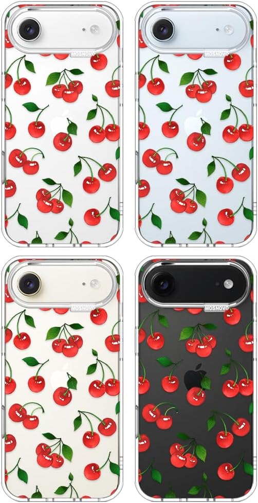 MOSNOVO for iPhone Air Case | Military Grade 6.6ft Drop Tested | Camera Control | Clear with Cute Cherry Design