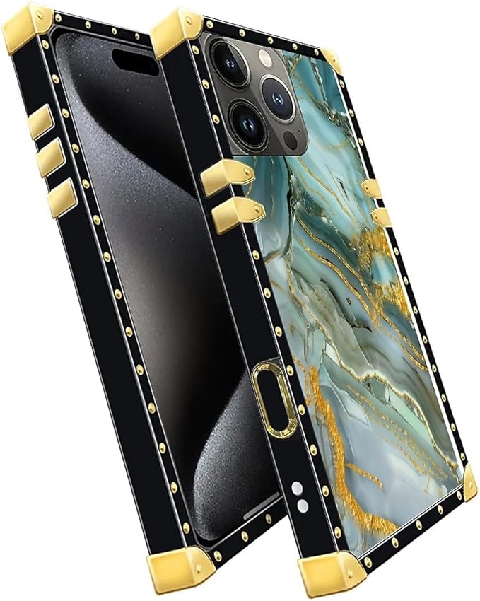 Compatible with iPhone 16 Pro Max Case, Golden Texture Marble Veining Luxury Golden Decoration for Girl Women Soft TPU Shockproof Protective Hard PC Back for iPhone 16 Pro Max