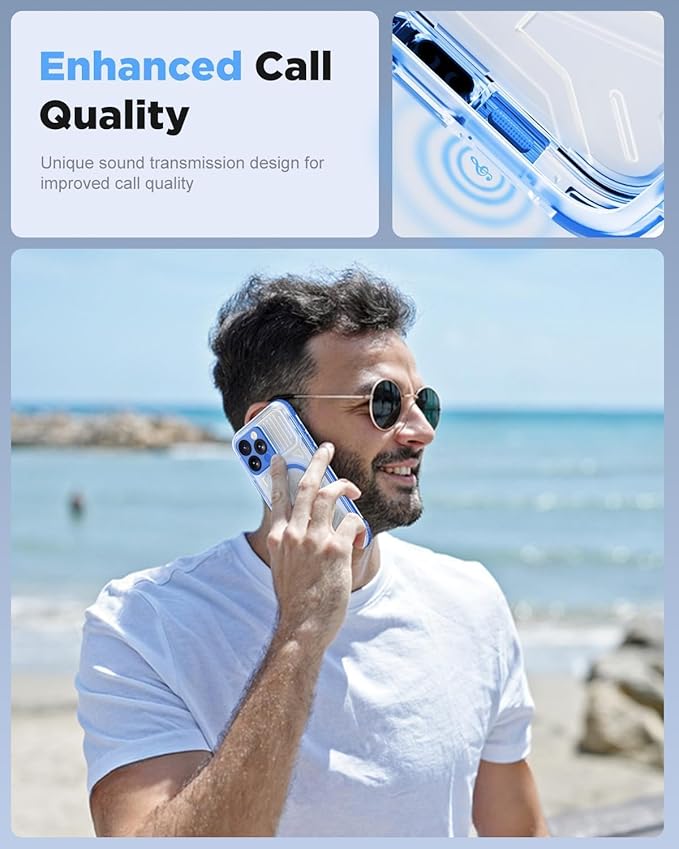 for iPhone 16 Pro Waterproof Case with Magsafe, Built-in [Camera & Screen Protector] [Lanyard], IP68 Water Proof Full Body Dustproof Heavy Duty Frosted Protective Phone Cover, 6.3" Blue