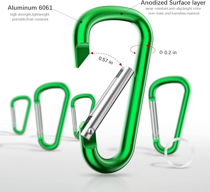 sprookber 2.28" Small Carabiner Clip Keychain, D Ring Caribeaner Clip, Key Clip Caribeener Multipurpose, Set of 20 Pack