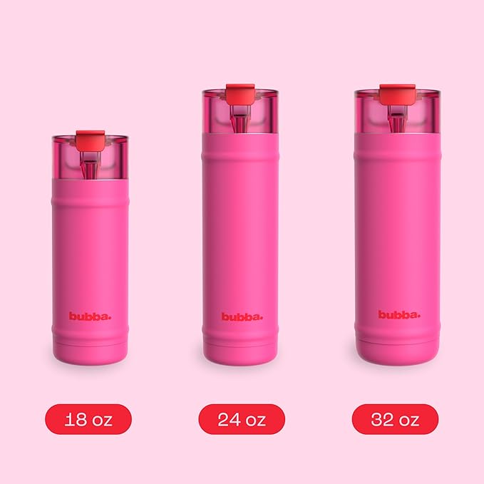 bubba 24 oz Dualsip Insulated Stainless Steel Water Bottle with Straw - Reusable, Leakproof, Lightweight, Dishwasher Safe, Lead-Free and BPA-Free, Flora Aura