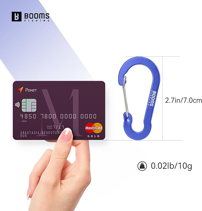 Booms Fishing CC5 Multi-Use Carabiner Clips, 10 Pack 2.7" Small Caribeener Clips, Mini Keychain Aluminum Caribeaner Clip