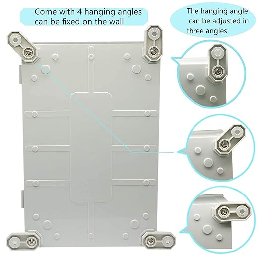 Zulkit Junction Box ABS Plastic Waterproof IP65 Electrical Boxes Hinged Shell Outdoor Universal Project Enclosure with Mounting Plate and Wall Brackets Grey 15.7x11.8X 7.1inch (400x300x180 mm)