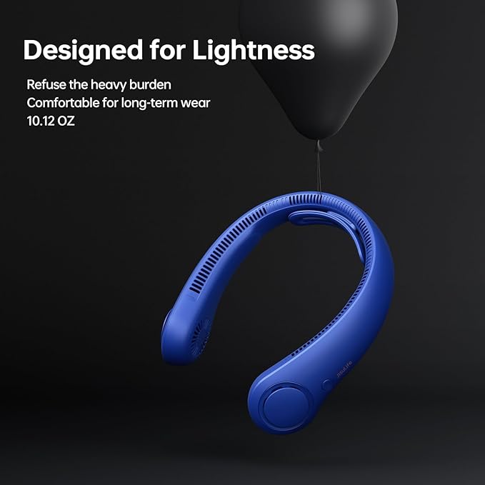 JISULIFE Portable Neck Fan Upgraded, Neckbrace Personal Hands Free, 5 Speed Gears Adjustment, 6000 mAh Wearable Bladeless Quiet Rechargeable for Outdoor Indoor, Gifts for Women Men- Dark Blue