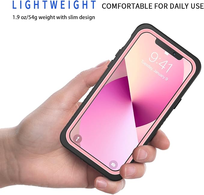 Lanhiem for iPhone 12 Case, Waterproof Dustproof Shockproof Case with Built-in Screen Protector [Not for iPhone 12 Pro], Full Body Underwater Protective Cover for iPhone 12 6.1 inch -Pink