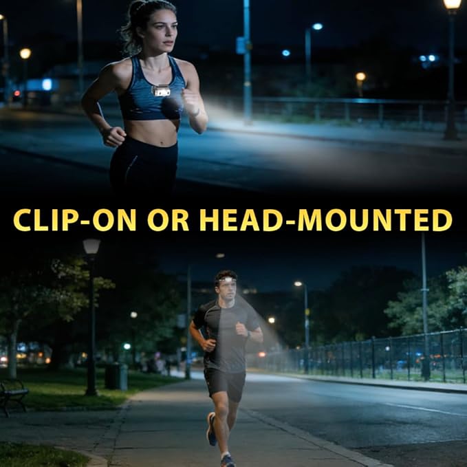 LED Headlamp Rechargeable Type-C, 2 Pack Super Bright Head Lamps, 8 Modes Clip on Head Lightweight Headlight IPX4 Water Resistant for Cycling Running Camping for Kids Adults