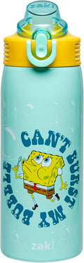 Zak Designs SpongeBob SquarePants Sage Kids Water Bottle For School or Travel, 19oz Stainless Steel Water Bottle With Straw, Handle, and Leak-Proof, Pop-Up Spout Cover (SpongeBob and Patrick)