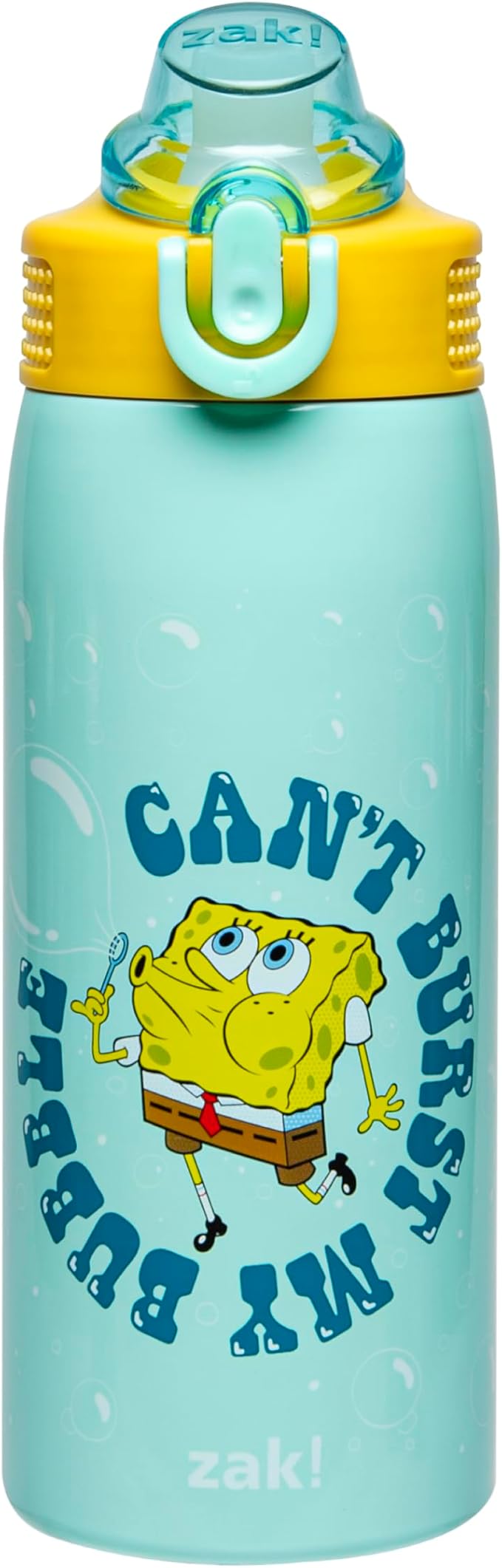 Zak Designs SpongeBob SquarePants Sage Kids Water Bottle For School or Travel, 19oz Stainless Steel Water Bottle With Straw, Handle, and Leak-Proof, Pop-Up Spout Cover (SpongeBob and Patrick)
