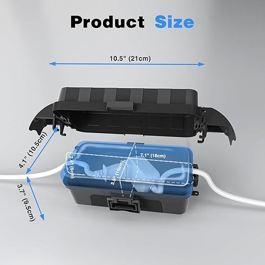 FLEMOON [2 Pack] IP55 Outdoor Electrical Box Waterproof with Detachable Awning Covers, 8.3 x 4.1 x 3.7 inch Weatherproof Extension Cord Cover, Easy Installation for Outdoor Plug, String Lights, Black