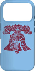 Philadelphia Street Map Liberty Bell Vintage Maroon Philly Case for iPhone 17 Pro