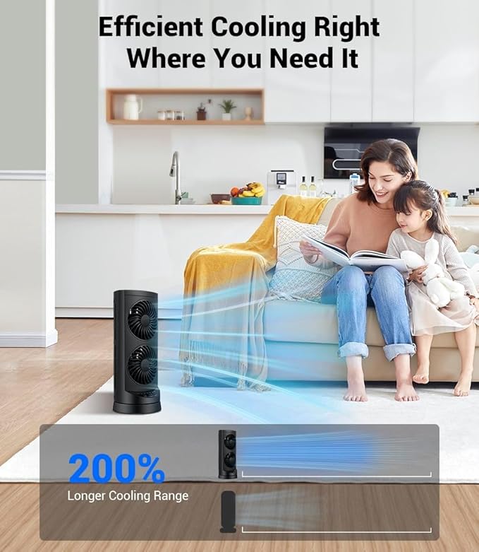 Personal Tower Cooling Fans that Blow Cold Air, Standing Small Desk Fan with 3 Speeds & Timer, 60° & 110° Oscillating Table Fan, Quiet and Safe Electric Floor Fan for Bedroom, Bedside, Home, Office
